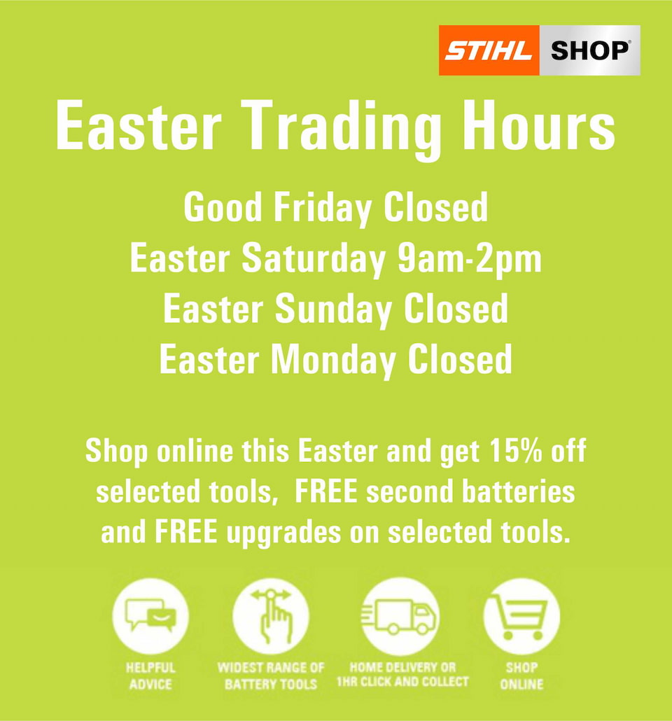 open 9am-2pm Easter Saturday